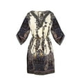 thumbnail image 1 of Beaded Gem V Neck 3/4 Sleeve Paisley Tunic Dress, 1 of 3