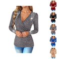 thumbnail image 1 of Womens Long Sleeve Tops 2026 Spring Trendy V Neck Rhinestone Shiny T Shirts Y2K Going out Tops Clubwear, 1 of 7