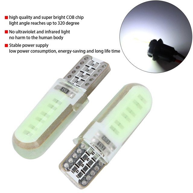 Lámpara de marcador de coche, 10 piezas T10 COB Gel de sílice de doble cara Lámpara de marcador de coche Luz lateral de estacionamiento de vehículos(Blanco) Unbranded QC31593-01