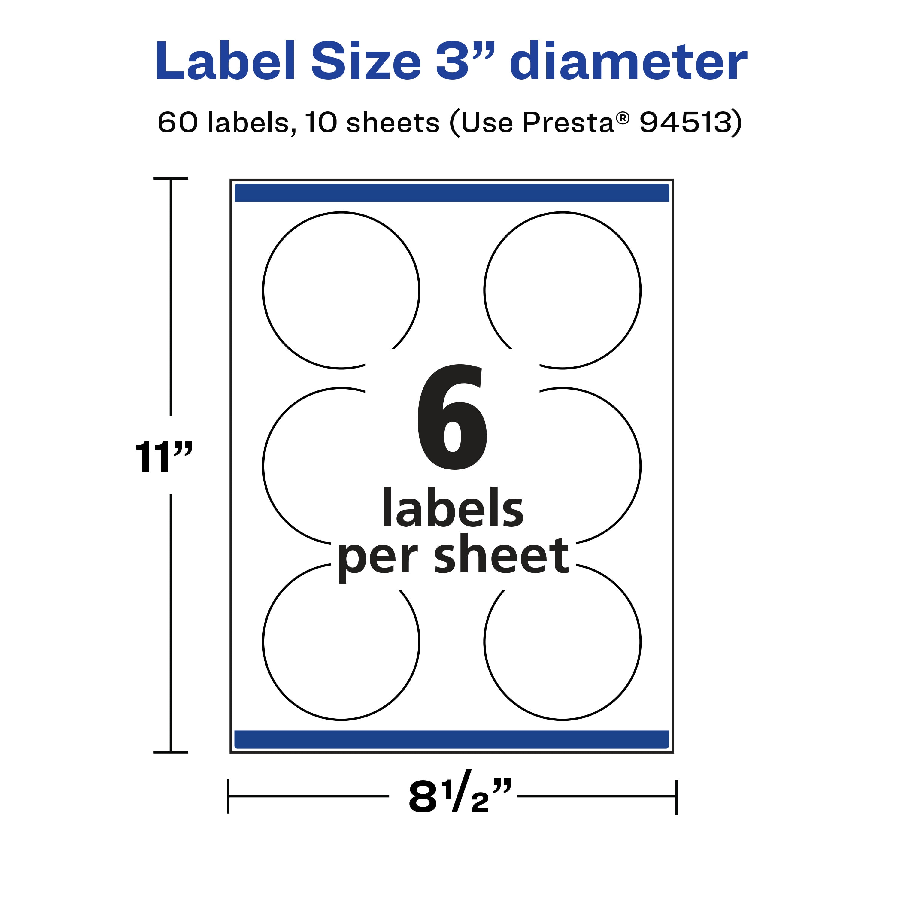 Avery Glossy Clear Round Labels, 3" Diameter, 60 Labels