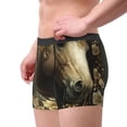 thumbnail image 2 of Kdxio Men's Boxer Briefs with Palatial Gold Pattern Horse Print - Comfortable and Breathable Underwear for Everyday Wear, 2 of 5