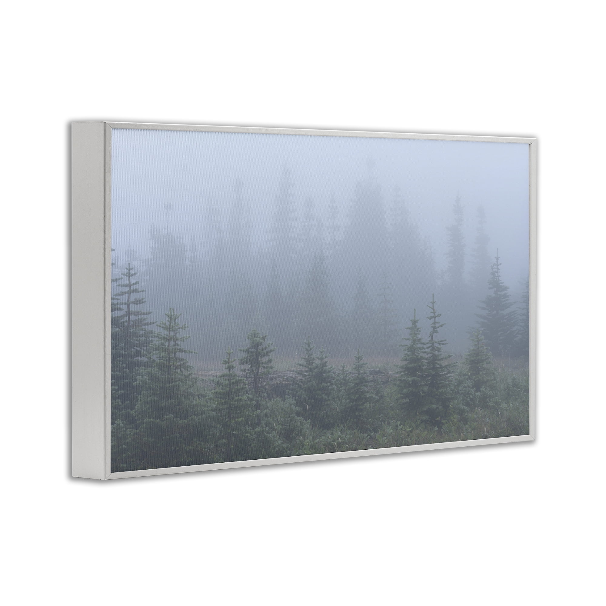 Stupell Industries Foggy Forest Trees Landscape Photography White Framed Art Print Wall Art, 24 x 16