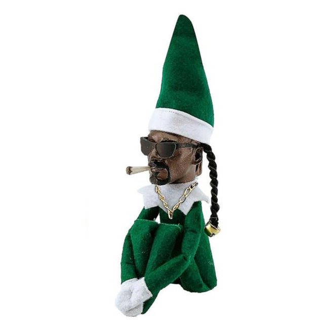 Snoop on The Stoop Christmas Elf Doll - Adorno de muñeca de fieltro (B verde con collar)