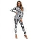 thumbnail image 2 of Mono con estampado de líneas blancas para mujer, traje de arte abstracto, traje de fiesta para mujer, traje de licra para fitness, 2 of 5