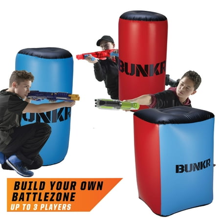 BUNKR Build Your Own Battlezone Inflatable Red Vs. Blue 3 Piece Pack. (Compatible with Nerf, Laser X, X shot and Boom co