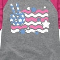 thumbnail image 3 of Instant Message - Peace Sign Flag - Toddler & Youth Girls Raglan Graphic T-Shirt, 3 of 6