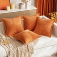 thumbnail image 4 of Ornage Pillow Covers 12x12 Inch with Splicing Set of 2 Super Soft Boho Striped Corduroy Pillow Covers Broadside Decorative Textured Throw Pillows for Fall Couch Cushion Livingroom, 4 of 12