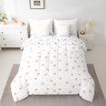 thumbnail image 2 of Manfei Cartoon Bowtie 7 Pieces Bedding Comforter Set,Orange White Full Bedding Set Lightweight,Love Heart Print Fitted Sheet Flat Sheet,Lightweight Cute Room Decoration,Reversible, 2 of 7