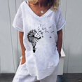 thumbnail image 2 of Pompotops Mode T-shirt à Manches Courtes Imprimé Col Rond Ample pour Femmes, 2 of 6