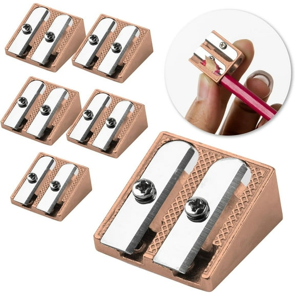 Mr. Pen- Handheld Metal Pencil Sharpener with 2 Holes, 6 Pack, Rose Gold, Colored Pencil Sharpener