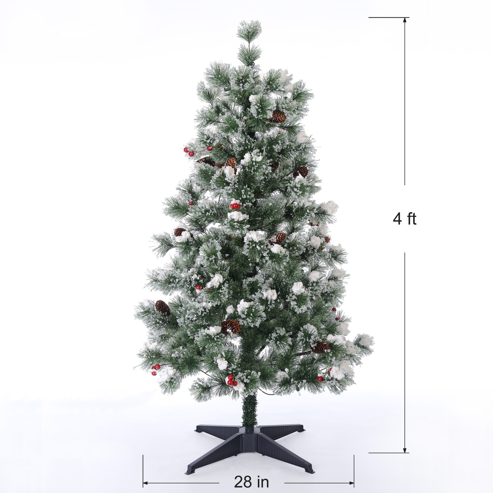 Holiday Time 4-Foot Pre-Lit Redland Spruce Artificial Christmas Tree ...