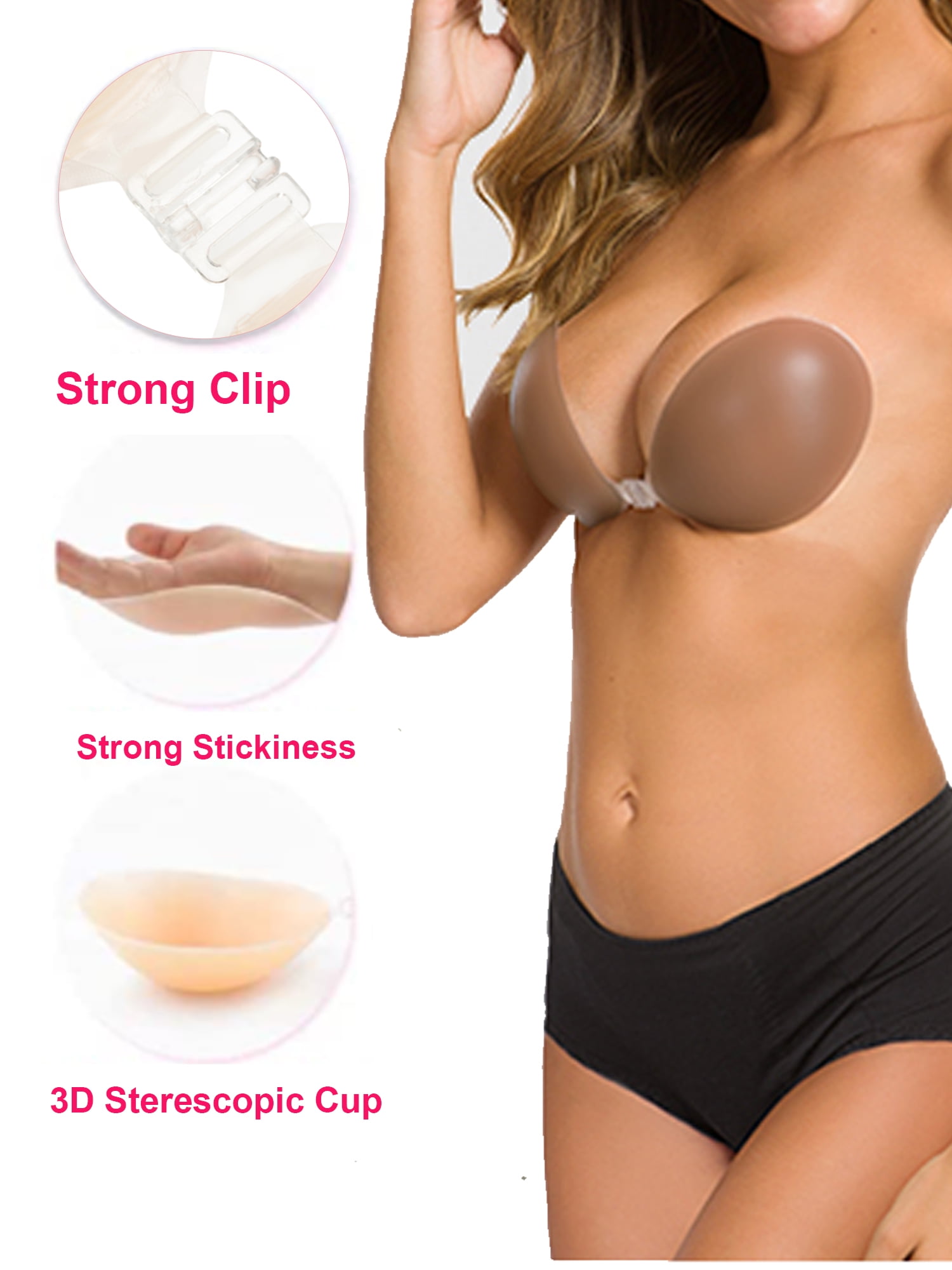 YouLoveIt Invisible Push-up Silicone Bra Strapless Backless Bra Women  Silicone Bras Women Breathable Self-Adhesive Breast Lifting Bra