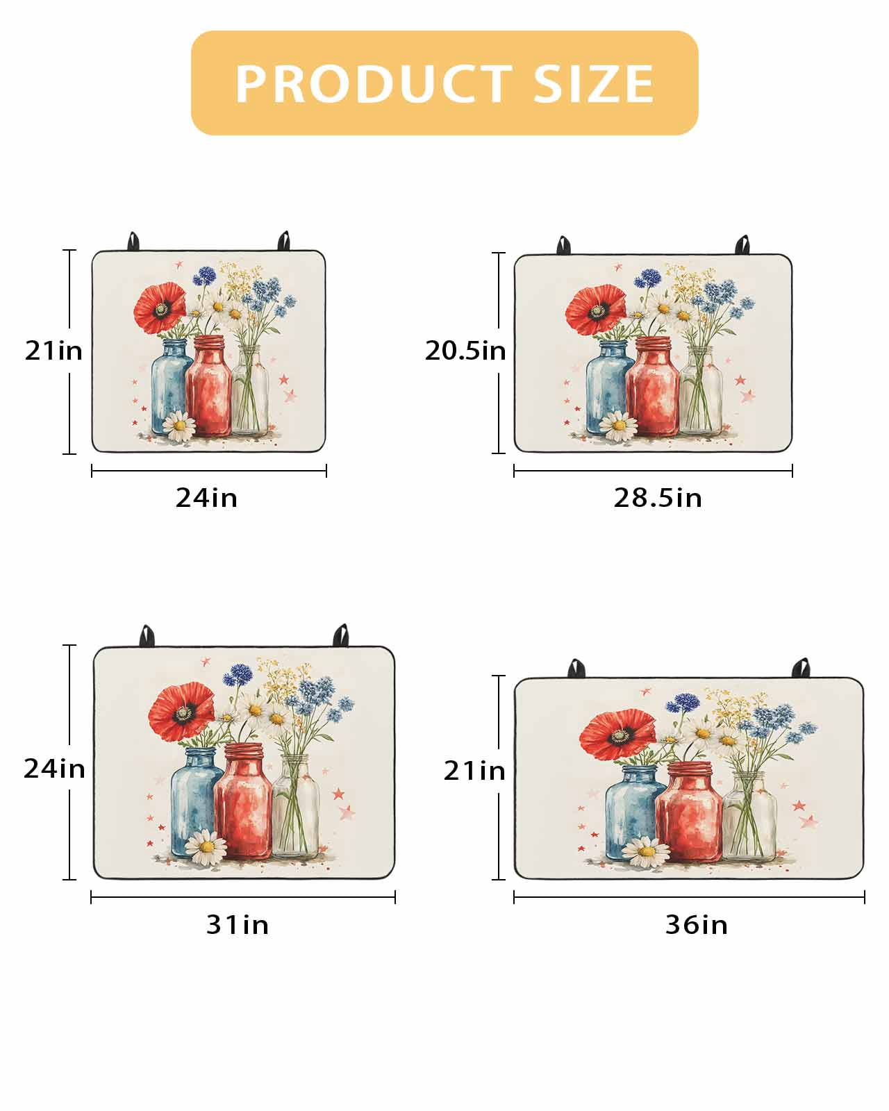 nqOlkjepod Large Induction Cooktop Protector Mat 24"x21", Vintage Flower Stove Top Covers for Electric Stove, Red Blue Bottle Floral Country Plant Stove Burner Cover Mats, Glass Top Stove Cover
