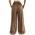 thumbnail image 4 of TANBOM Wide Leg Wrinkle Texture Rayon Women's Casual Pants Khaki (Women's S), 4 of 4