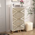 thumbnail image 2 of Hommoo 3 Tiers Flip Shoe Storage Cabinet with PVC Painted, Modern Wood Shoe Rack Storage Organizer for Home, Beige, 2 of 8