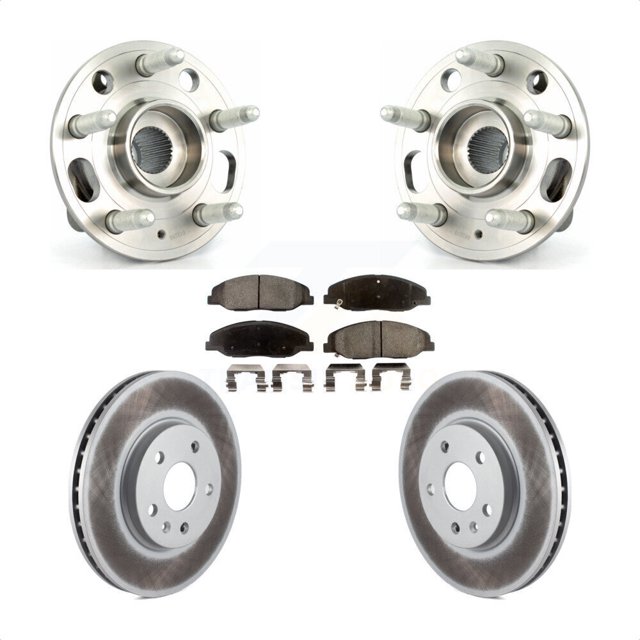 Transit Auto Front Hub Bearing Assembly Coated Disc Brake Rotor and Pad Kit for Car 2014 Cadillac CTS Premium Performance with Wagon Coupe 3.6L Naturally Aspirated Without Heavy Duty Brakes KBB-104629