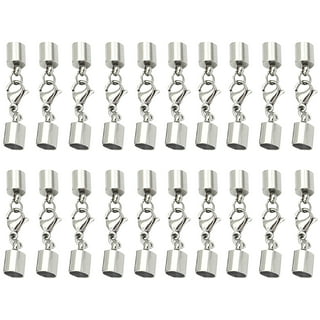 20 PCS Cord End Caps for Jewelry Making, Push Clasps for Leather Rope  Necklace Bracelet Buckle (Silver, 3mm)