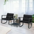 thumbnail image 2 of Costway HW62861DK 3PCS Patio Rattan Furniture Set Rocking Chairs Cushioned Sofa Black, 2 of 9