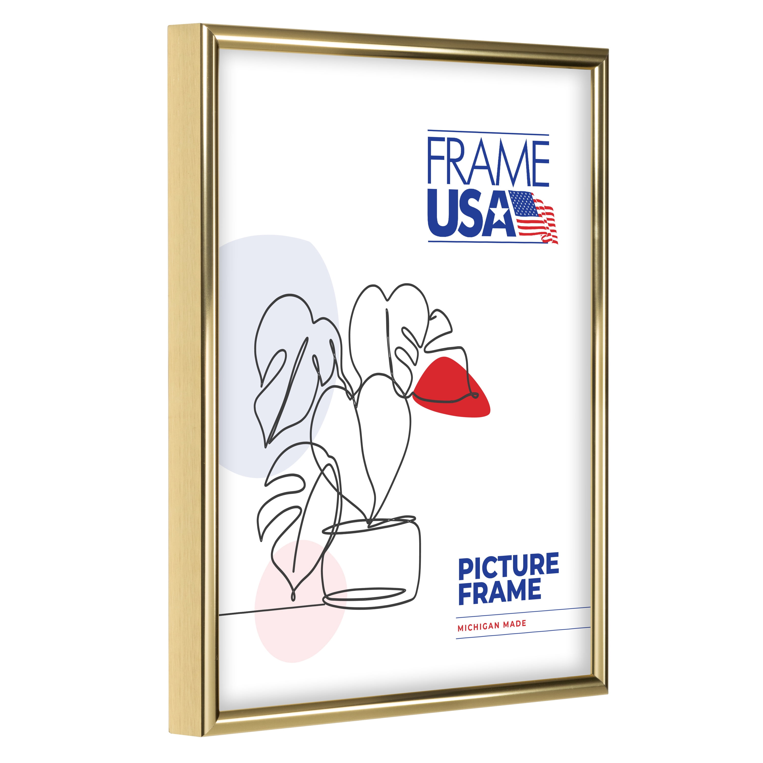 18x24 Picture Frame, Gold Metal I Style AF732–PI, 0.375 Inch Metal with Plexiglass, Wall Display