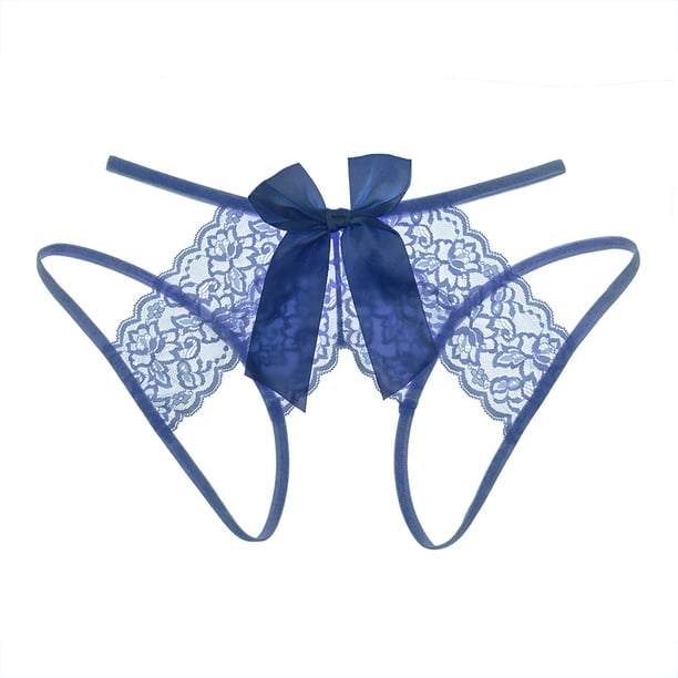 Gibobby Lencería de encaje Día de San Valentín Bragas sexys transparentes con abertura de encaje sin costuras para mujer Bragas con de cintura(Azul, G)