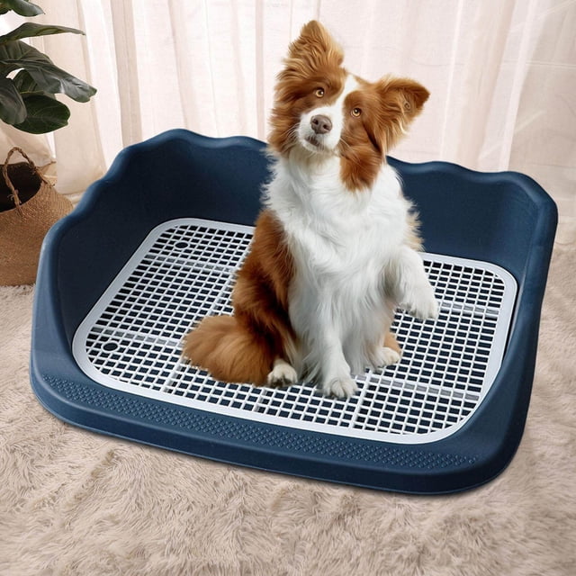 pitrice Pet Toilet Cleaning Tool Plastic Corner Lavatory Basin for Cat Dogs Ferret Dark Blue