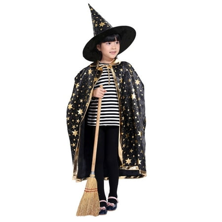 Childrens' Halloween Costume Witch Cloak Cape Robe and Hat for Boy