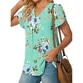 thumbnail image 3 of UVN Blouses for Women Summer V Neck Shirt Flowy Short Sleeve Tunic Tops, 3 of 8
