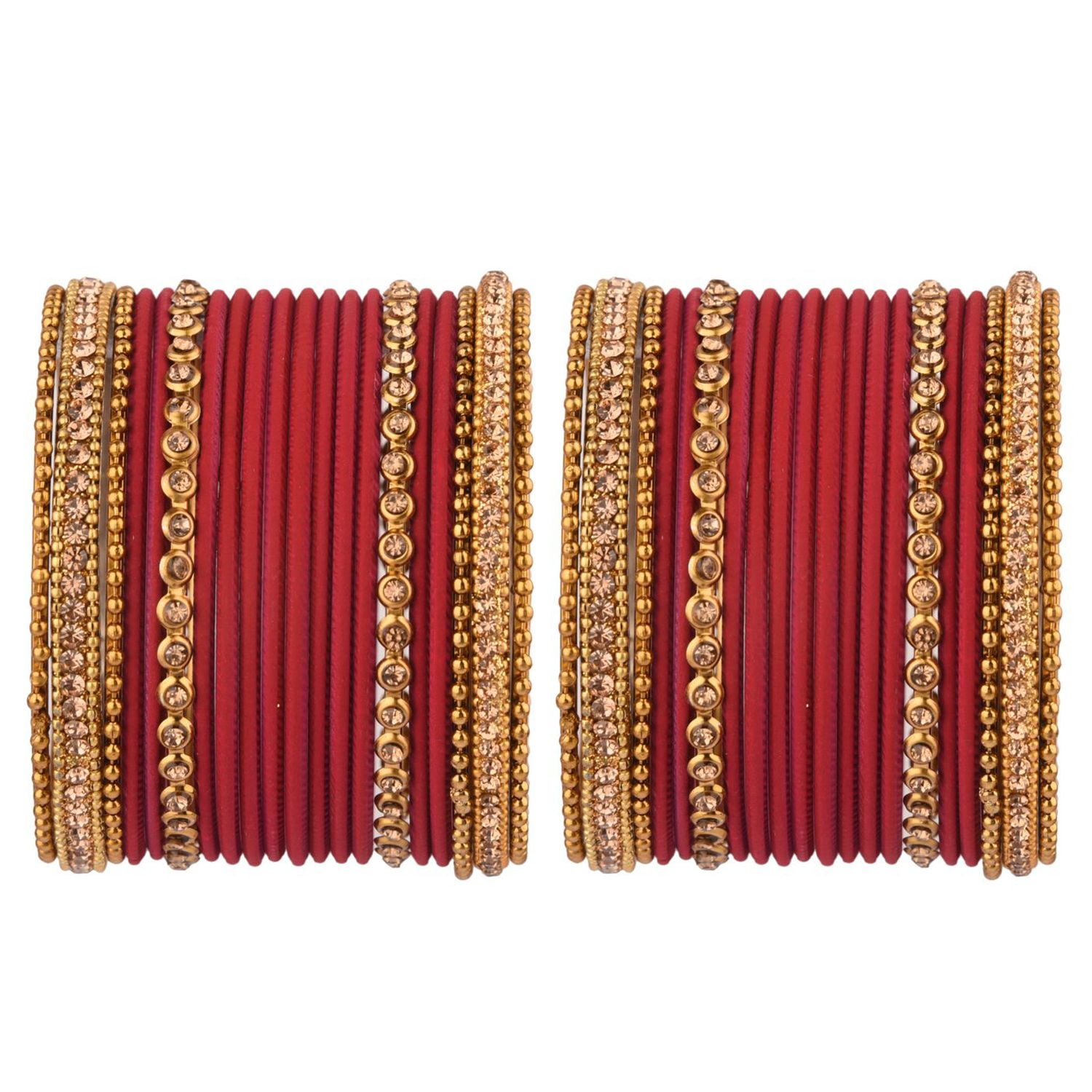 Efulgenz Plain Metal Bangles Matte Finish Bangles with Oxidized Crystal