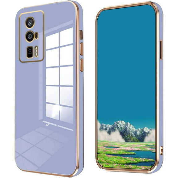 Compatible with Poco F5 Pro Case for Women Men, Ultra Thin Xiaomi Poco F5 Pro Phone Case Silicone Cute Shockproof Plating Electroplate Soft Cases Cover (Lavender Grey)