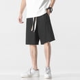 thumbnail image 2 of Aayomet Men Shorts Casual Elastic Waist Drawstring Summer Beach Shorts (Black, XXXXL), 2 of 5