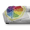 thumbnail image 3 of Lemon Soft Flannel Fleece Blanket, Cross-Sectional View of Partioned Citrus with Transitioned Rainbow Colors Slice Frame, Cozy Plush for Indoor and Outdoor Use, 60" x 80", Multicolor, by Ambesonne, 3 of 6