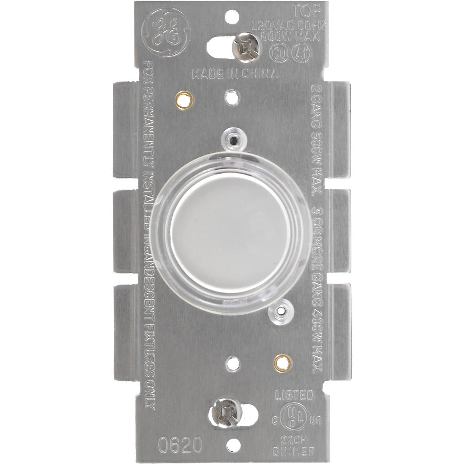 GE Lighted Single Pole Push Dimmer, White Ivory by Generic