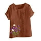 thumbnail image 4 of Vestidos Casuales Para Mujer, Blusas De Mujer De Moda Blusa informal de lino con cuello redondo, manga corta y botones para mujer, 4 of 4