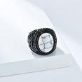 thumbnail image 3 of Retro Vintage Stone Rings for Men Women Turquoise Rings Stainless Steel Signet Biker Band, 3 of 4