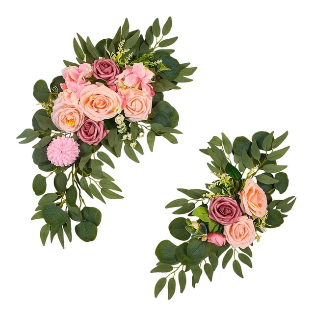Arco de flores para boda, , vegetación rústica, decoración versátil, de puerta de pared de recepción, decoración de fondo de hojas Rosa