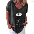 thumbnail image 1 of Sonducket Camiseta de mujer con cuello en V y estampado de flores, manga corta, tela suelta Prendas para la parte inferior del cuerpo negro XXL Sonducket AP002134-05, 1 of 3