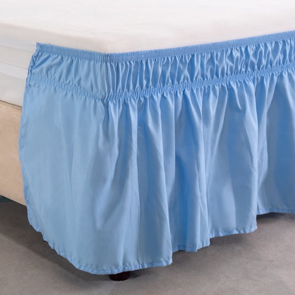 Namzi 78"x80" King Bed Skirt Elastic Dust Ruffle for Easy Installation, 1 Piece,Blue