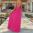 thumbnail image 6 of Women's Summer Spaghetti Strap Maxi Dress Backless V Neck Loose Flowy Cami Long Dress for Beach Vacation Casual Daily Wear Gibobby,XXL,Hot Pink, 6 of 9