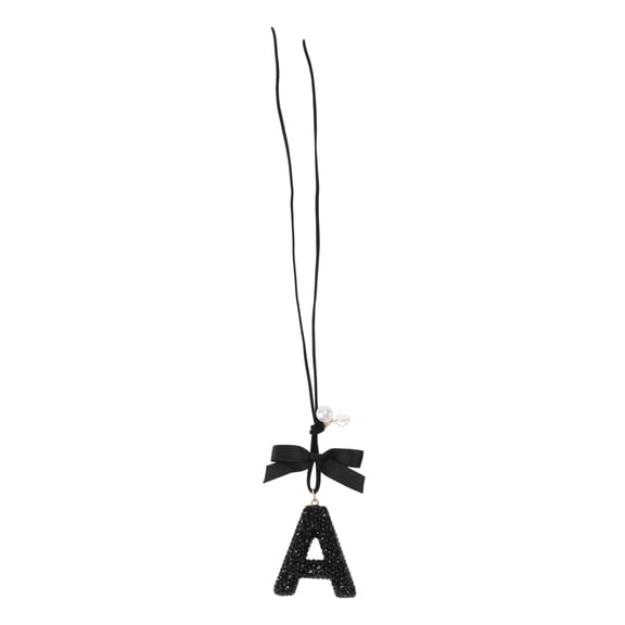Unique Bargains 1 Pcs Metal Rhinestone Bowknot Diamond Letter A Car Rear View Mirror Pendant Accessories Car Hanging Ornament Black
