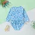 thumbnail image 3 of Toddler Swimsuit Girl Long Sleeve Floral Printing Beach Bathing Baby Suit Girls' Swimwear Blue 18-24 Months, 3 of 4