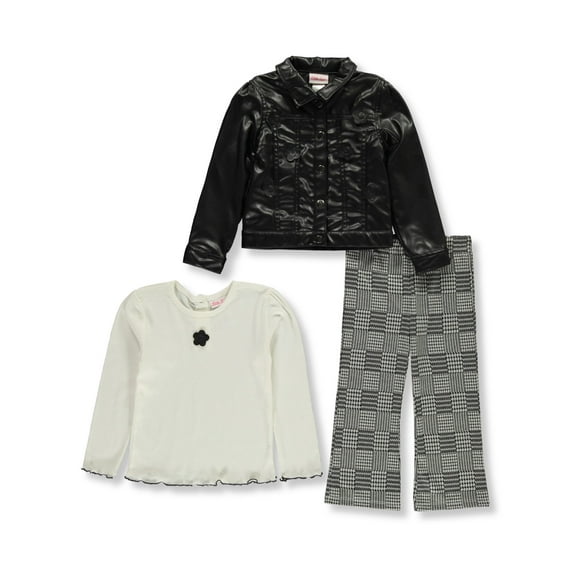 Little Lass Girls' 3-Piece Jacket Pants Set Outfit Color: black Size: 6