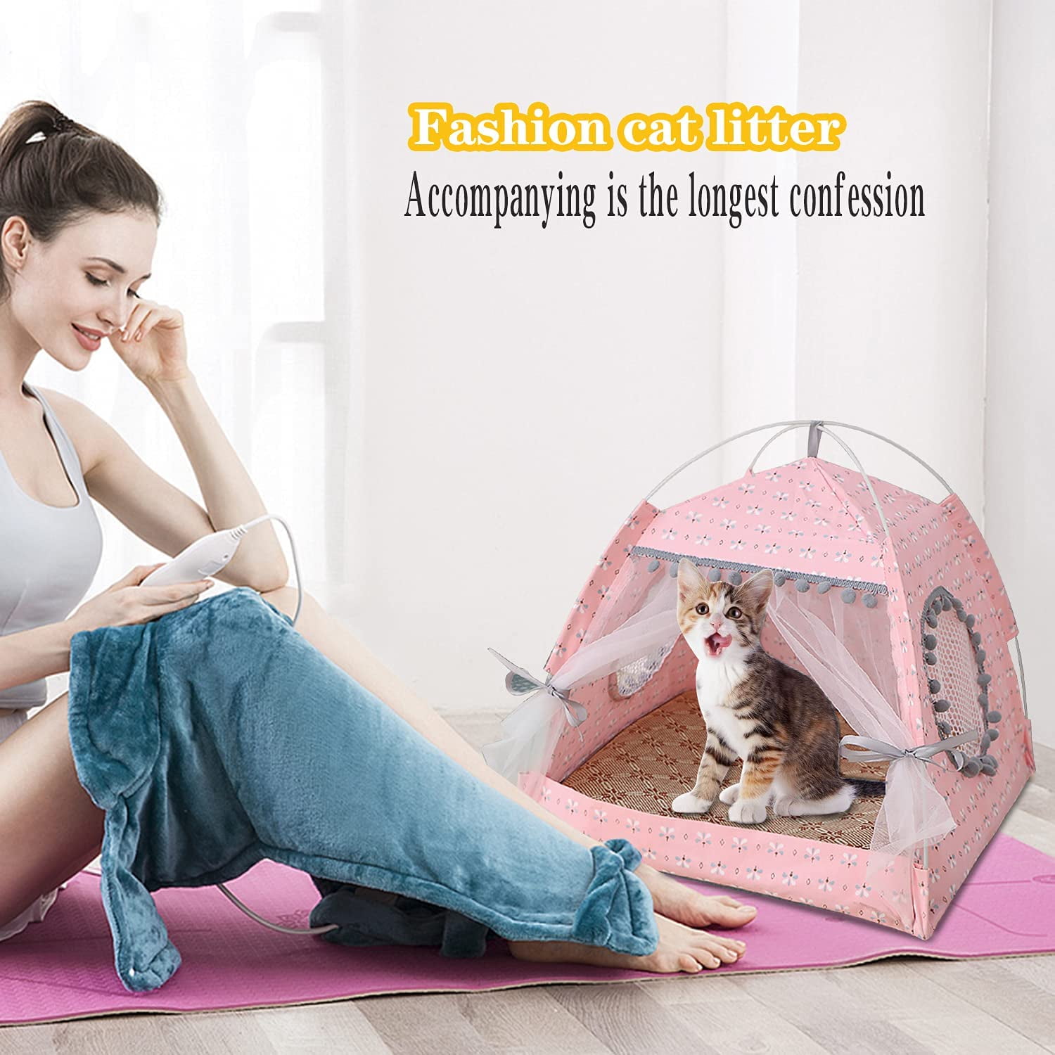 Cat Princess Indoor Tent House Pet Dog Cute Floral Cave Nest Bed Portable Dog Tents