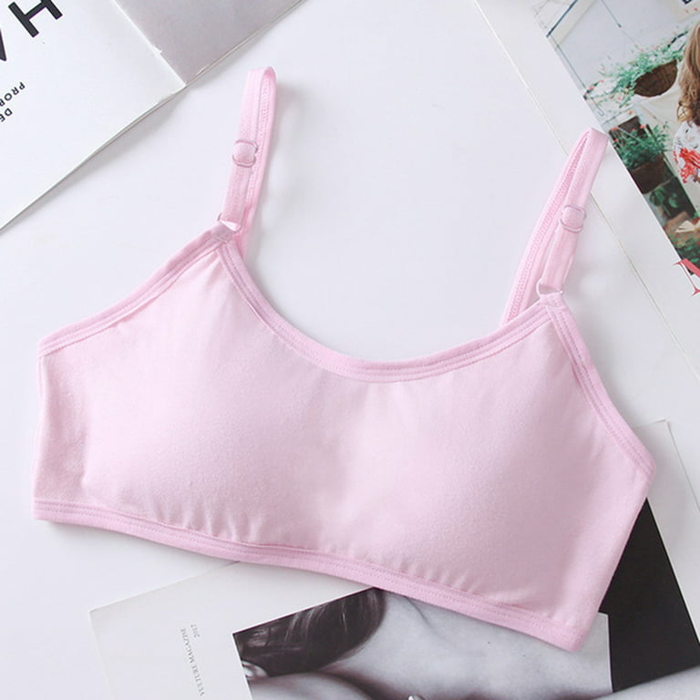 Frehsky bras for women Big Girls Student Training Bras Wireless Light  Padded Sports Cropped Cami Bras For Teens Underwear Bra Vest Teenager  Underclothes Pink 