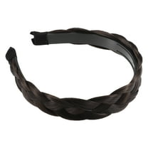 Unique Bargains 1 Pcs 1.1 Inch Wide Synthetic Hair Braided Headband Hair Hoop for Women and Girl Deep Brown