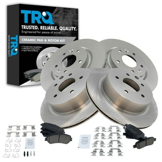 Hart Brakes Front Brake Rotors Silver Drilled Slotted Ceramic Brake Pads Compatible For 2011-2021 Infiniti QX56, QX80, Nissan Armada, Brake Kits