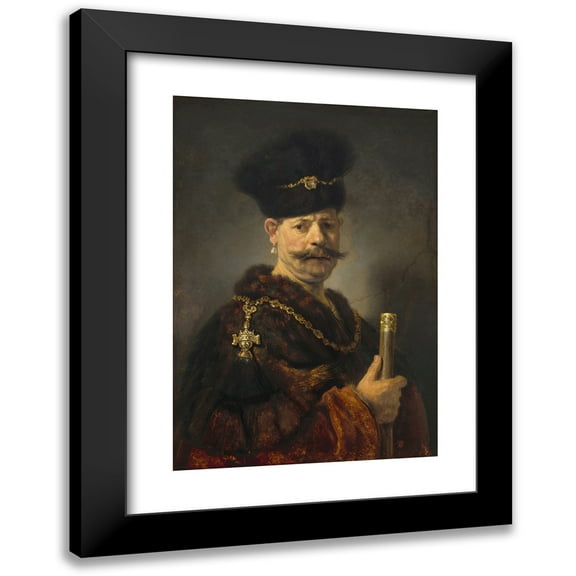 Rembrandt van Rijn 11x14 Black Modern Framed Museum Art Print Titled - A Polish Nobleman (1637)