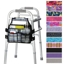 SupreGear Side Mount Walker Bag, Waterproof Folding Walker Organizer Pouch with Cup Holder, Double-Sided Storage, Plaid Green