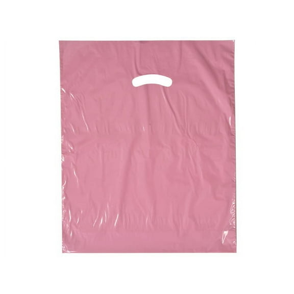 Pack Of 500, 15 x 18" x (With 4" Bottom Gusset) Solid Dusty Rose Super Gloss Recycled Plastic Bags 1.25 Mil Made in USA