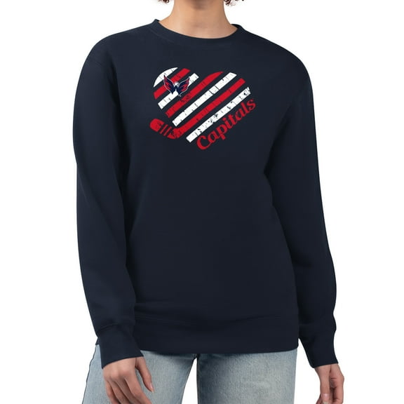 Women's G-III 4Her by Carl Banks  Navy Washington Capitals Heart Graphic Pullover Sweatshirt