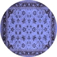 thumbnail image 1 of Ahgly Company Machine Washable Indoor Round Oriental Blue Industrial Area Rugs, 6' Round, 1 of 4